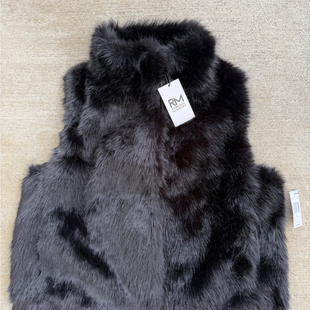 Rebecca Minkoff Black Faux Fur Vest Size XL
